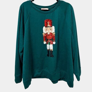 Women's Philosophy Woman Green Nutcracker Sequin Sweatshirt 2X